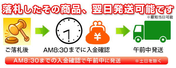 落札したその商品、翌日発送可能です ※最短当日可能